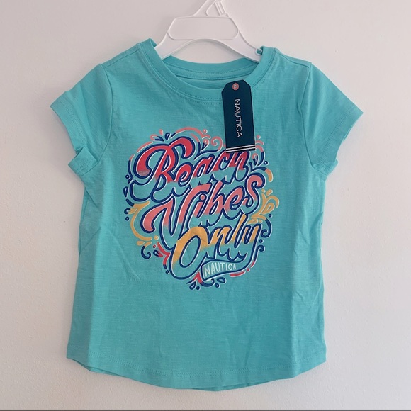 NWT Nautica Girls Beach Vibes Only Foil Graphic T-Shirt - Picture 2 of 6
